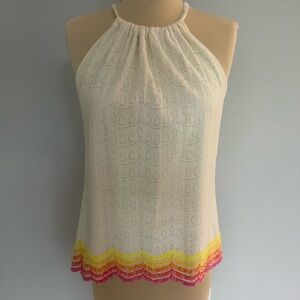 Trina Turk Chic Sunset Colored Hem Halter Top. Size Small